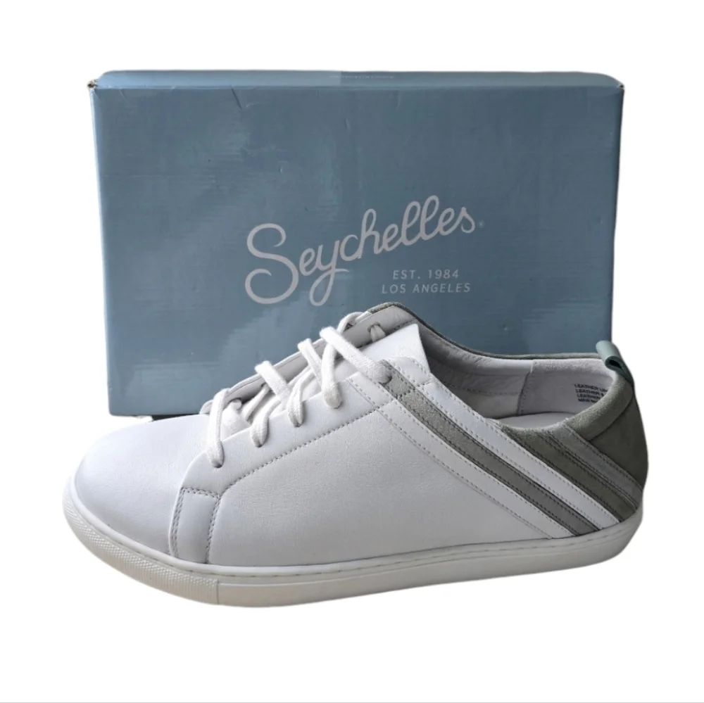 Seychelles Stand Out White/Sage Leather Sneakers